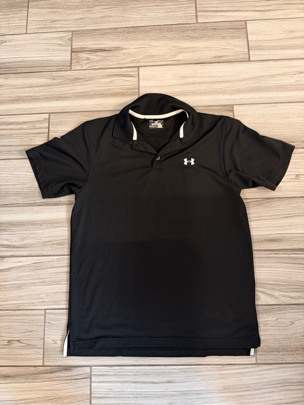 Under Armour Black Polo with White Logo Accent